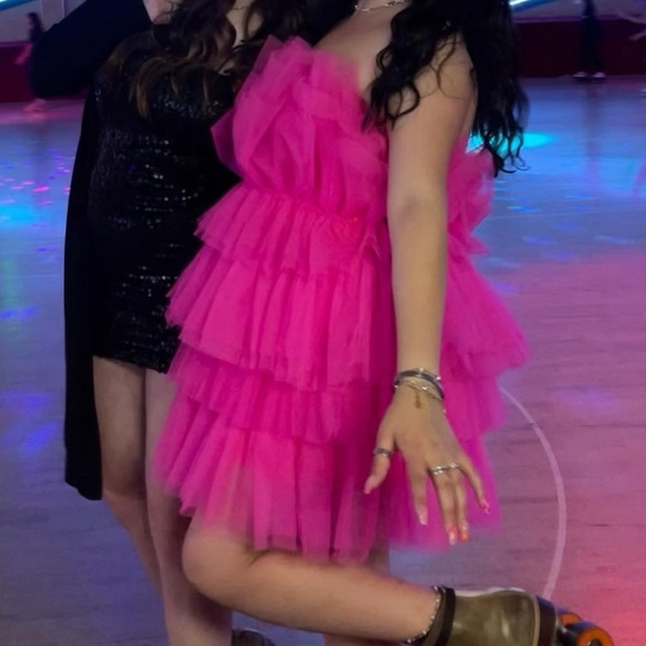 Pink Ruffled Mini Dress - Picture 5 of 5